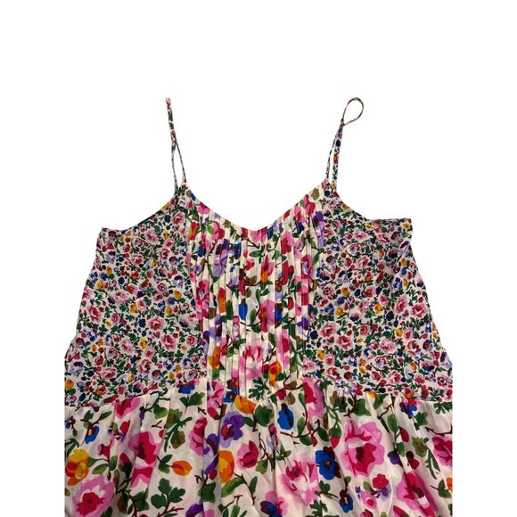 Madewell Womens Floral Silk Sleeveless Tank Top Size S Pleated Babydoll Fairy - Picture 2 of 9